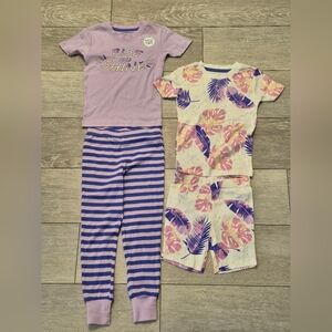 Brand New George 100% Cotton RISE AND SHINE 4 Piece Purple Kids Pajamas Set